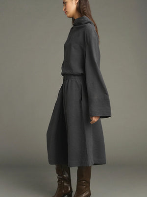 Lexie - Elasticated culotte skirt in washed silk