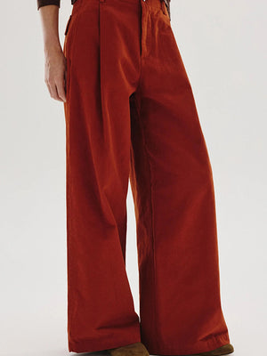 Wide-leg trousers in brushed cotton drill.