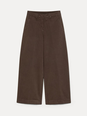 Barrel-leg brushed cotton drill trousers