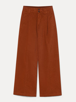 Wide-leg trousers in brushed cotton drill.
