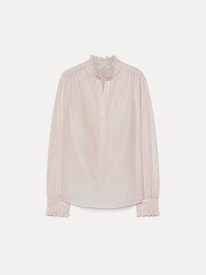 Silk and cotton voile ruffled shirt