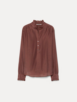 Silk and cotton voile ruffled shirt