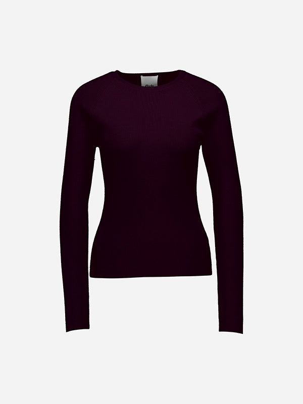 Round-neck rib sweater #262/64002 in Burgundy