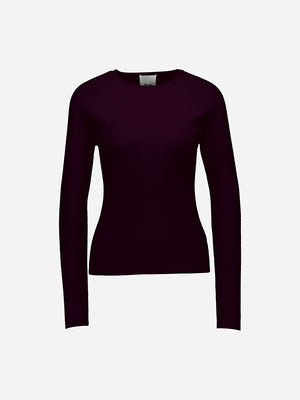 Round-neck rib sweater #262/64002 in Burgundy