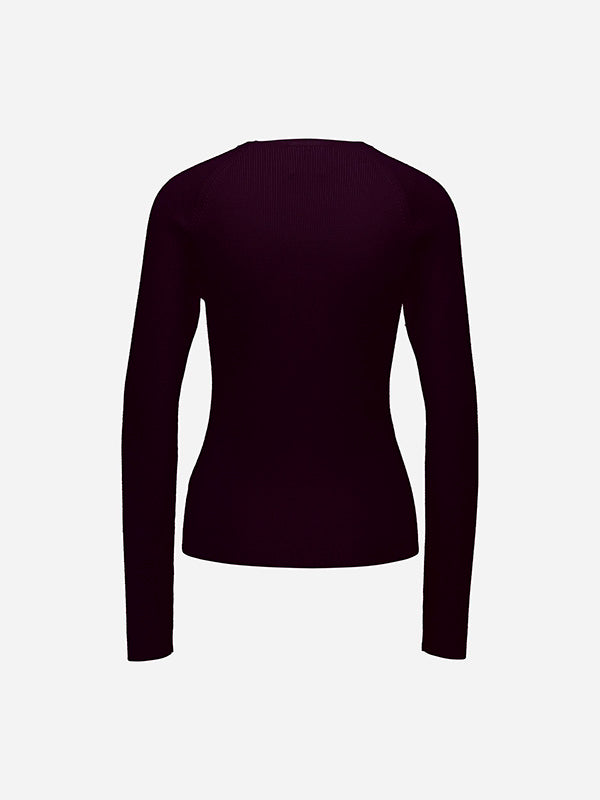 Round-neck rib sweater #262/64002 in Burgundy