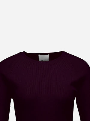 Round-neck rib sweater #262/64002 in Burgundy