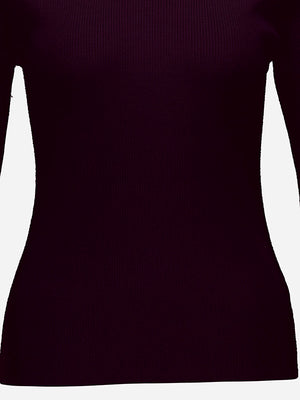 Round-neck rib sweater #262/64002 in Burgundy