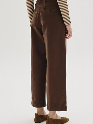 Barrel-leg brushed cotton drill trousers