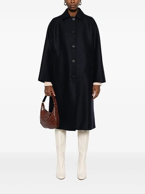 Balmacaan Pressed wool coat