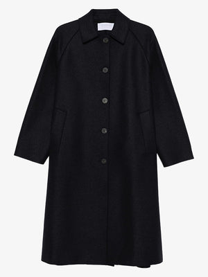 Balmacaan Pressed wool coat