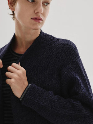 Bouclé knit wool and alpaca cardigan