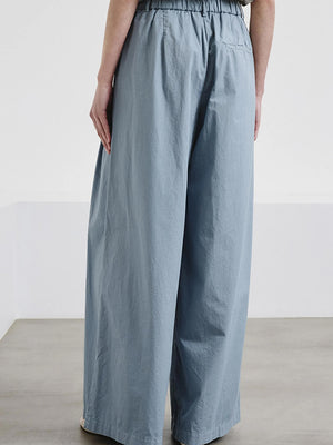 Wide-leg cotton gabardine trousers