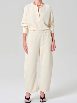 Rhomboid Henley in Cream