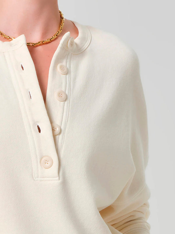 Rhomboid Henley in Cream