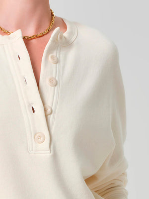 Rhomboid Henley in Cream