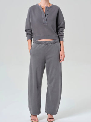 Rhomboid Henley in Dark Grey