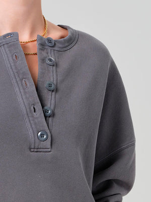 Rhomboid Henley in Dark Grey