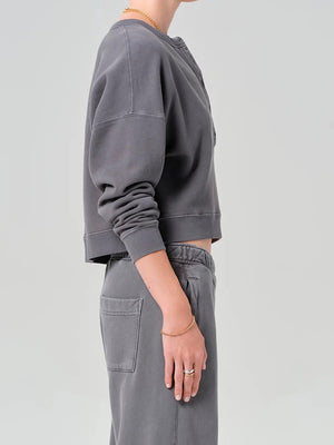 Rhomboid Henley in Dark Grey