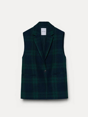 Blazer vest in checkered wool