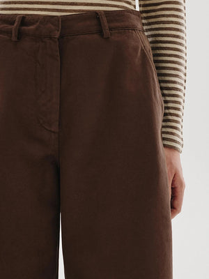 Barrel-leg brushed cotton drill trousers