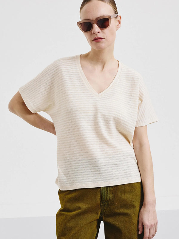 Linen T-shirt v-neck