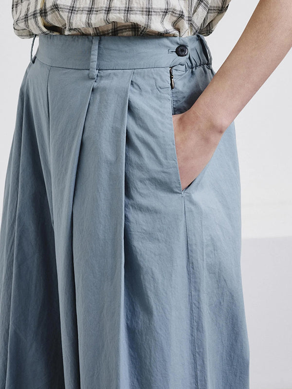 Wide-leg cotton gabardine trousers