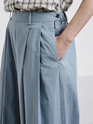 Wide-leg cotton gabardine trousers