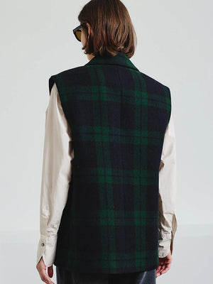 Blazer vest in checkered wool