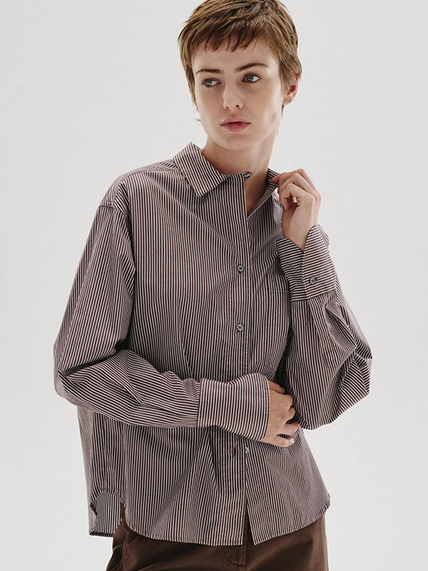 Striped poplin shirt