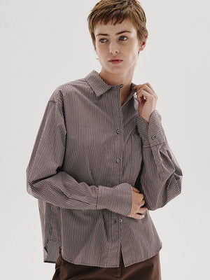 Striped poplin shirt