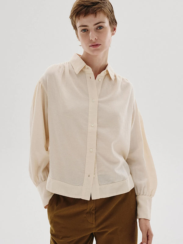 Cotton and wool micro-weave shirt
