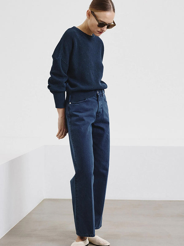 Crew-neck cotton knit with mineral treatment