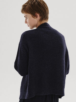 Bouclé knit wool and alpaca cardigan