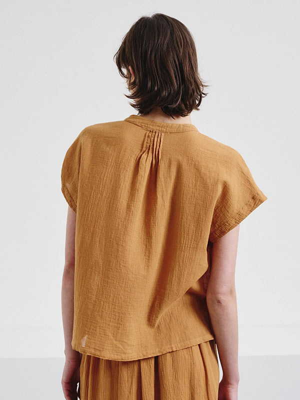 Organic cotton crepe gauze top