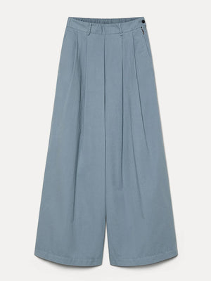 Wide-leg cotton gabardine trousers