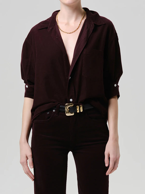 Kayla Shirt Corduroy In Eggplant