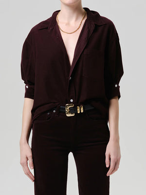 Kayla Shirt Corduroy In Eggplant