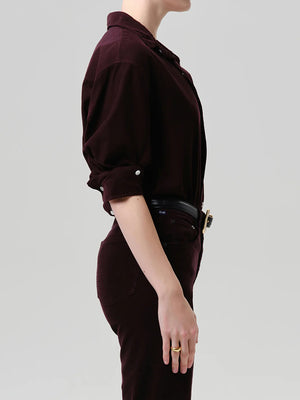 Kayla Shirt Corduroy In Eggplant
