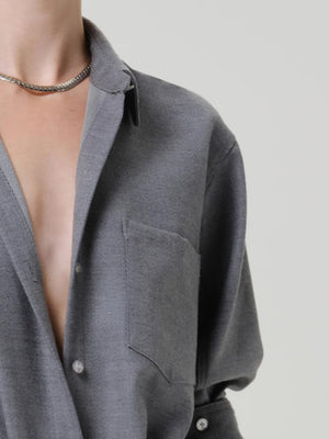 Kayla Shrunken Shirt in grey wool