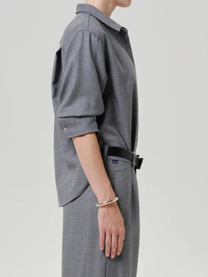 Kayla Shrunken Shirt in grey wool