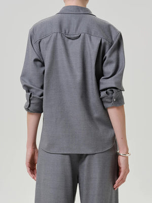 Kayla Shrunken Shirt in grey wool