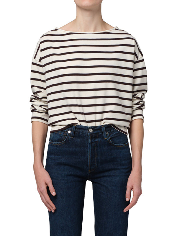 Boat Neck long sleeve in chocolate stripe