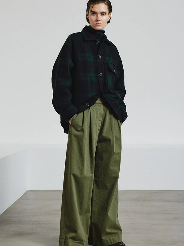 Wide-leg trousers in cotton drill