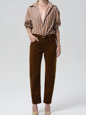 Thea Boyfriend Shirt In Copper Stripe