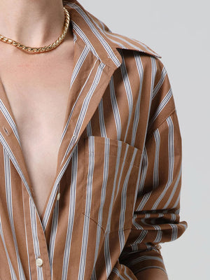 Thea Boyfriend Shirt In Copper Stripe