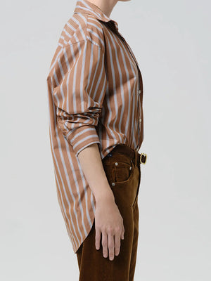 Thea Boyfriend Shirt In Copper Stripe
