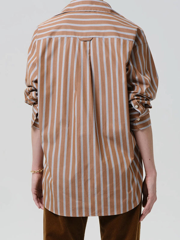 Thea Boyfriend Shirt In Copper Stripe