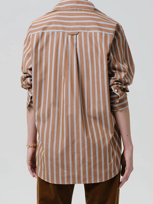 Thea Boyfriend Shirt In Copper Stripe