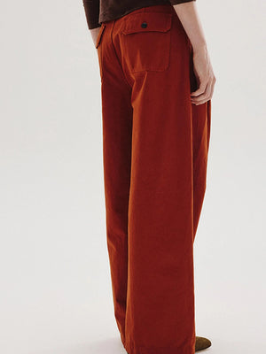 Wide-leg trousers in brushed cotton drill.