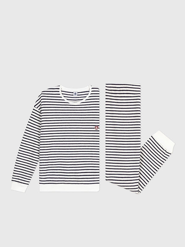 striped terry cotton pajamas